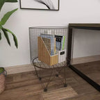 Carrito de almacenamiento de metal estilo rústico bronce: Cesto de ropa metálico multiusos con ruedas, parte superior abierta, no requiere montaje