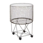 Carrito de almacenamiento de metal estilo rústico bronce: Cesto de ropa metálico multiusos con ruedas, parte superior abierta, no requiere montaje