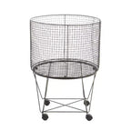 Carrito de almacenamiento de metal estilo rústico bronce: Cesto de ropa metálico multiusos con ruedas, parte superior abierta, no requiere montaje