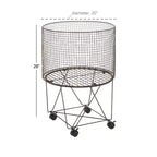 Carrito de almacenamiento de metal estilo rústico bronce: Cesto de ropa metálico multiusos con ruedas, parte superior abierta, no requiere montaje