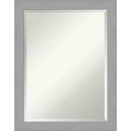 22" x 28" Brushed Nickel Framed Wall Mirror Silver - Amanti Art: Modern Rectangle Beveled, No Assembly Required