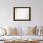 Espejo de pared de madera negra intagliado en relieve de 33" x 27" sin bisel: Rectangular moderno, incluye accesorios de montaje