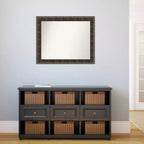 Espejo de pared de madera negra intagliado en relieve de 33" x 27" sin bisel: Rectangular moderno, incluye accesorios de montaje