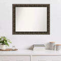Espejo de pared de madera negra intagliado en relieve de 33" x 27" sin bisel: Rectangular moderno, incluye accesorios de montaje