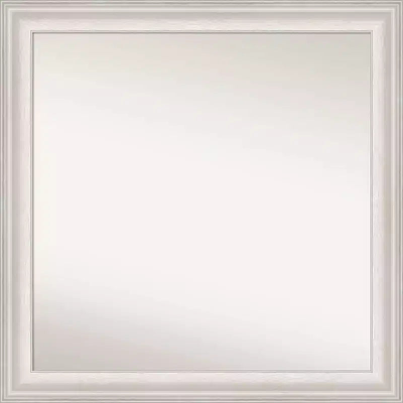 31" x 31" Non-Beveled Trio White Wash Silver Wall Mirror - Amanti Art: Modern Square, Polystyrene Frame