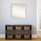 Espejo de pared plateado, lavado blanco, sin bisel, 31" x 31", marco de poliestireno, cuadrado, moderno
