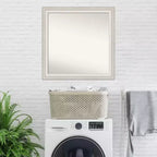 Espejo de pared plateado, lavado blanco, sin bisel, 31" x 31", marco de poliestireno, cuadrado, moderno