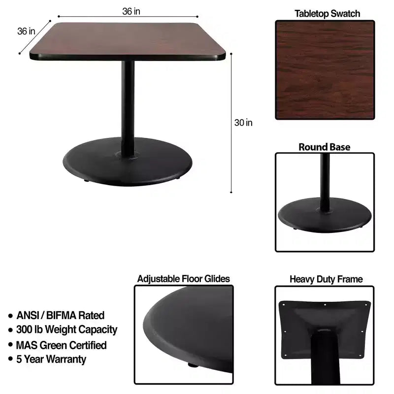 Mesa de comedor cuadrada Hampden Furnishings de 30" de la colección Bennet, negro/caoba