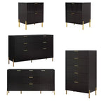 Festivo 5pc Modern Elegance Bedremm Chest and 2 Dressers and 2 Drawer Nightstands Set Black