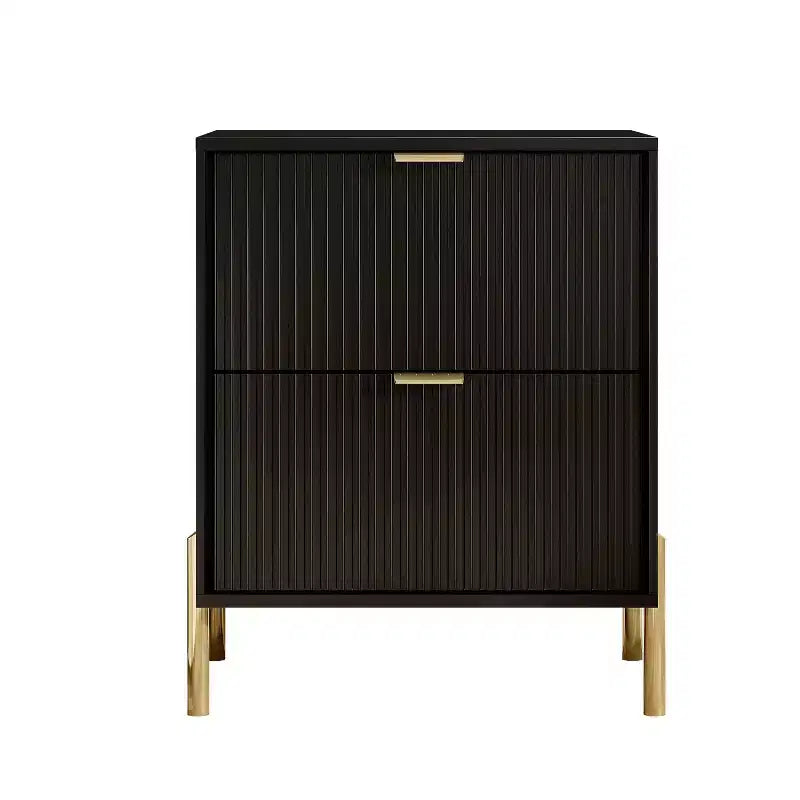 Juego de cómoda moderna Festivo de 5 piezas para dormitorio y 2 vestidores y 2 mesitas de noche con cajones, color negro