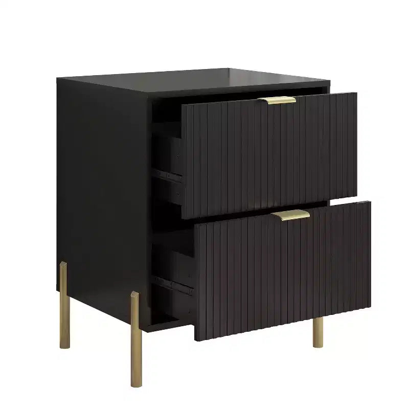 Juego de cómoda moderna Festivo de 5 piezas para dormitorio y 2 vestidores y 2 mesitas de noche con cajones, color negro