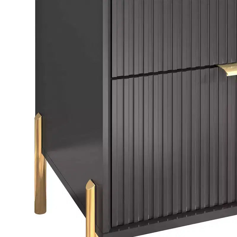 Juego de cómoda moderna Festivo de 5 piezas para dormitorio y 2 vestidores y 2 mesitas de noche con cajones, color negro
