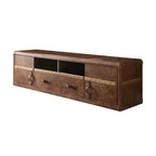 Mueble de TV de cuero plena flor Aberdeen para televisores de hasta 80": almacenamiento multimedia, no requiere montaje