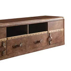 Mueble de TV de cuero plena flor Aberdeen para televisores de hasta 80": almacenamiento multimedia, no requiere montaje