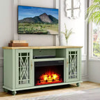 Mueble para TV Festivo Farmhouse de 62" para televisores de hasta 70" con chimenea, verde