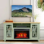 Mueble para TV Festivo Farmhouse de 62" para televisores de hasta 70" con chimenea, verde