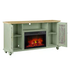 Mueble para TV Festivo Farmhouse de 62" para televisores de hasta 70" con chimenea, verde