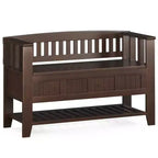 WyndenHall 48" Normandy Transitional Solid Wood Entryway Storage Bench with Shelf Brunette Brown: Foyer Bench, Shoe Organizer