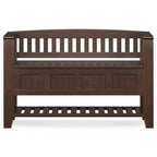 WyndenHall Banco de Almacenamiento de Madera Maciza Transicional Normandy de 48" con Estante Marrón Oscuro: Banco para Recibidor, Organizador de Zapatos