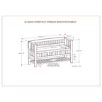 WyndenHall Banco de Almacenamiento de Madera Maciza Transicional Normandy de 48" con Estante Marrón Oscuro: Banco para Recibidor, Organizador de Zapatos