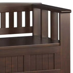 WyndenHall Banco de Almacenamiento de Madera Maciza Transicional Normandy de 48" con Estante Marrón Oscuro: Banco para Recibidor, Organizador de Zapatos