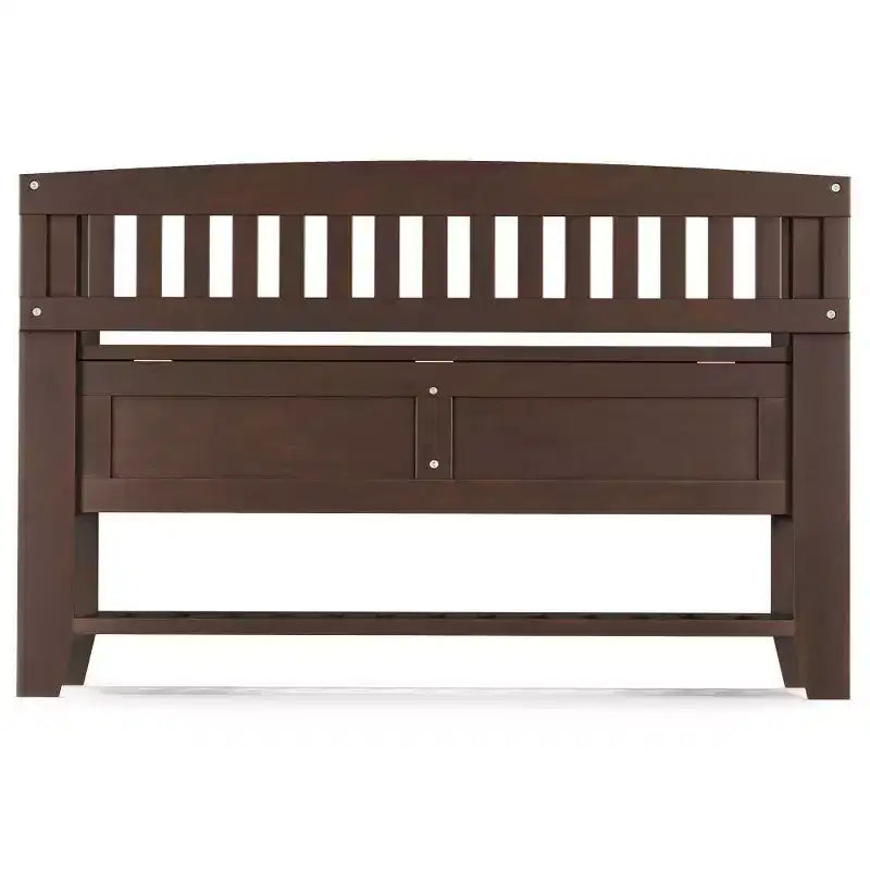 WyndenHall Banco de Almacenamiento de Madera Maciza Transicional Normandy de 48" con Estante Marrón Oscuro: Banco para Recibidor, Organizador de Zapatos