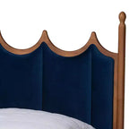 Cama de plataforma Baxton Studio Calgary de madera y terciopelo, tamaño queen, azul real/marrón nogal