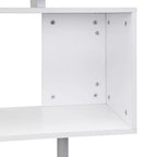 55 360 Escritorio de esquina giratorio para computadora, moderno, en forma de L, estación de trabajo para oficina en casa con estantes de almacenamiento de 3 niveles, librería
