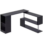 HOMCOM 55 360 Rotating Corner Computer Desk Modern L-Shaped Home Office Workstation with 3-Tier Storage Shelves, Bookshelf
