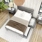 Cama individual completa con cajones de almacenamiento, base de cama de plataforma de madera maciza para niños