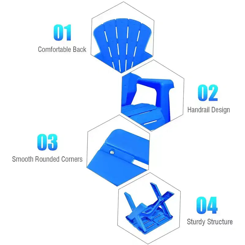 Mesa y Silla de Plástico para Niños, Muebles de Juego de 3 Piezas para Interiores/Exteriores, Azul