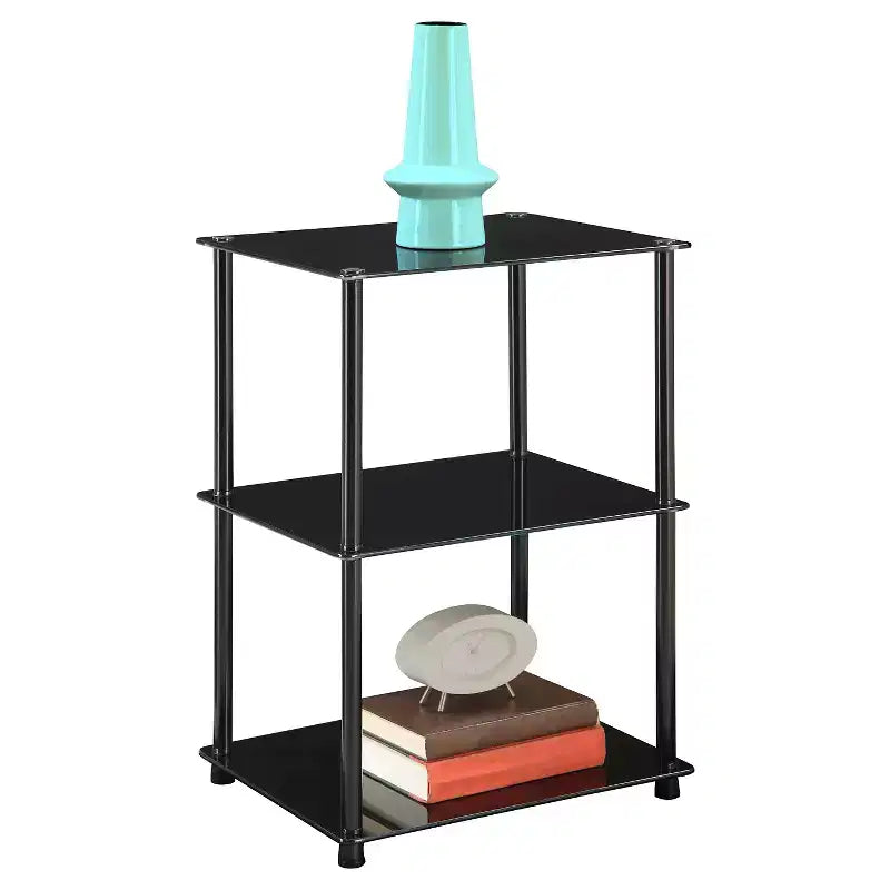 Mesa auxiliar alta clásica de cristal de 3 niveles