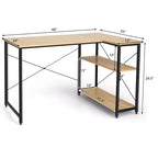 Escritorio de computadora en forma de L reversible de 48 pulgadas, mesa de oficina en casa, estante ajustable, color marrón/gris/natural