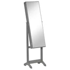 HOMCOM Floor Standing Jewelry Cabinet, Lockable Jewelry Organizer with Full-Length Mirror, and 3 Adjustable Angles, Gray