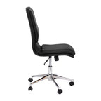 Silla de oficina para el hogar sin brazos con respaldo medio, asiento giratorio de altura ajustable y base cromada de cinco estrellas