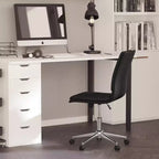 Silla de oficina para el hogar sin brazos con respaldo medio, asiento giratorio de altura ajustable y base cromada de cinco estrellas