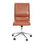 Silla de oficina para el hogar sin brazos con respaldo medio, asiento giratorio de altura ajustable y base cromada de cinco estrellas