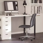 Silla de oficina para el hogar sin brazos con respaldo medio, asiento giratorio de altura ajustable y base cromada de cinco estrellas