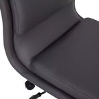 Silla de oficina para el hogar sin brazos con respaldo medio, asiento giratorio de altura ajustable y base cromada de cinco estrellas