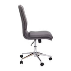 Silla de oficina para el hogar sin brazos con respaldo medio, asiento giratorio de altura ajustable y base cromada de cinco estrellas
