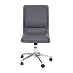 Silla de oficina para el hogar sin brazos con respaldo medio, asiento giratorio de altura ajustable y base cromada de cinco estrellas