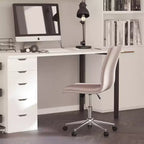 Silla de oficina para el hogar sin brazos con respaldo medio, asiento giratorio de altura ajustable y base cromada de cinco estrellas