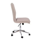 Silla de oficina para el hogar sin brazos con respaldo medio, asiento giratorio de altura ajustable y base cromada de cinco estrellas