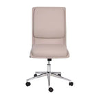 Silla de oficina para el hogar sin brazos con respaldo medio, asiento giratorio de altura ajustable y base cromada de cinco estrellas