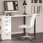 Silla de oficina para el hogar sin brazos con respaldo medio, asiento giratorio de altura ajustable y base cromada de cinco estrellas