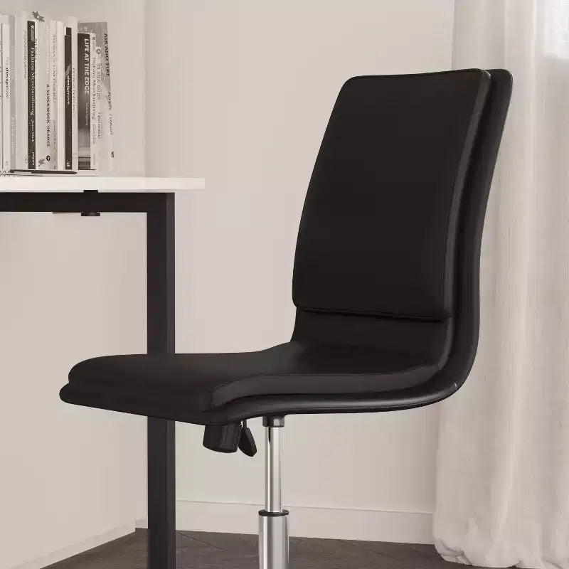 Mid-Back Armless Home Office Chair with Height Adjustable Swivel Seat and Five Star Chrome Base