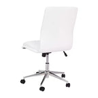 Silla de oficina para el hogar sin brazos con respaldo medio, asiento giratorio de altura ajustable y base cromada de cinco estrellas