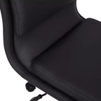 Silla de oficina para el hogar sin brazos con respaldo medio, asiento giratorio de altura ajustable y base cromada de cinco estrellas
