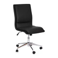 Silla de oficina para el hogar sin brazos con respaldo medio, asiento giratorio de altura ajustable y base cromada de cinco estrellas