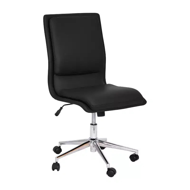 Mid-Back Armless Home Office Chair with Height Adjustable Swivel Seat and Five Star Chrome Base